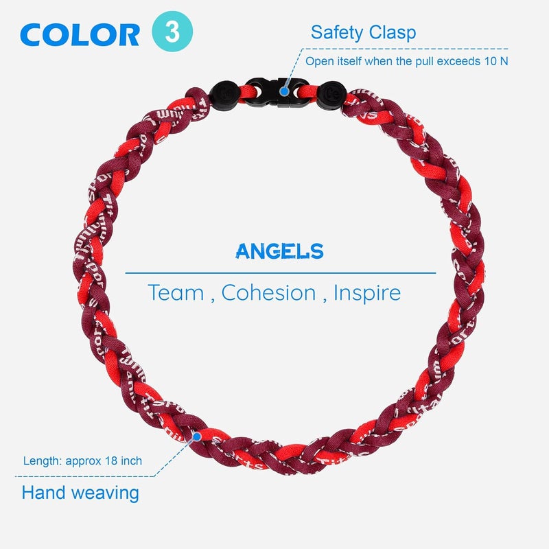 SUPBOMM 3 pcs Baseball Rope Necklaces, League Team Colors Braided Necklace, Baseball Team Gifts - Image 4